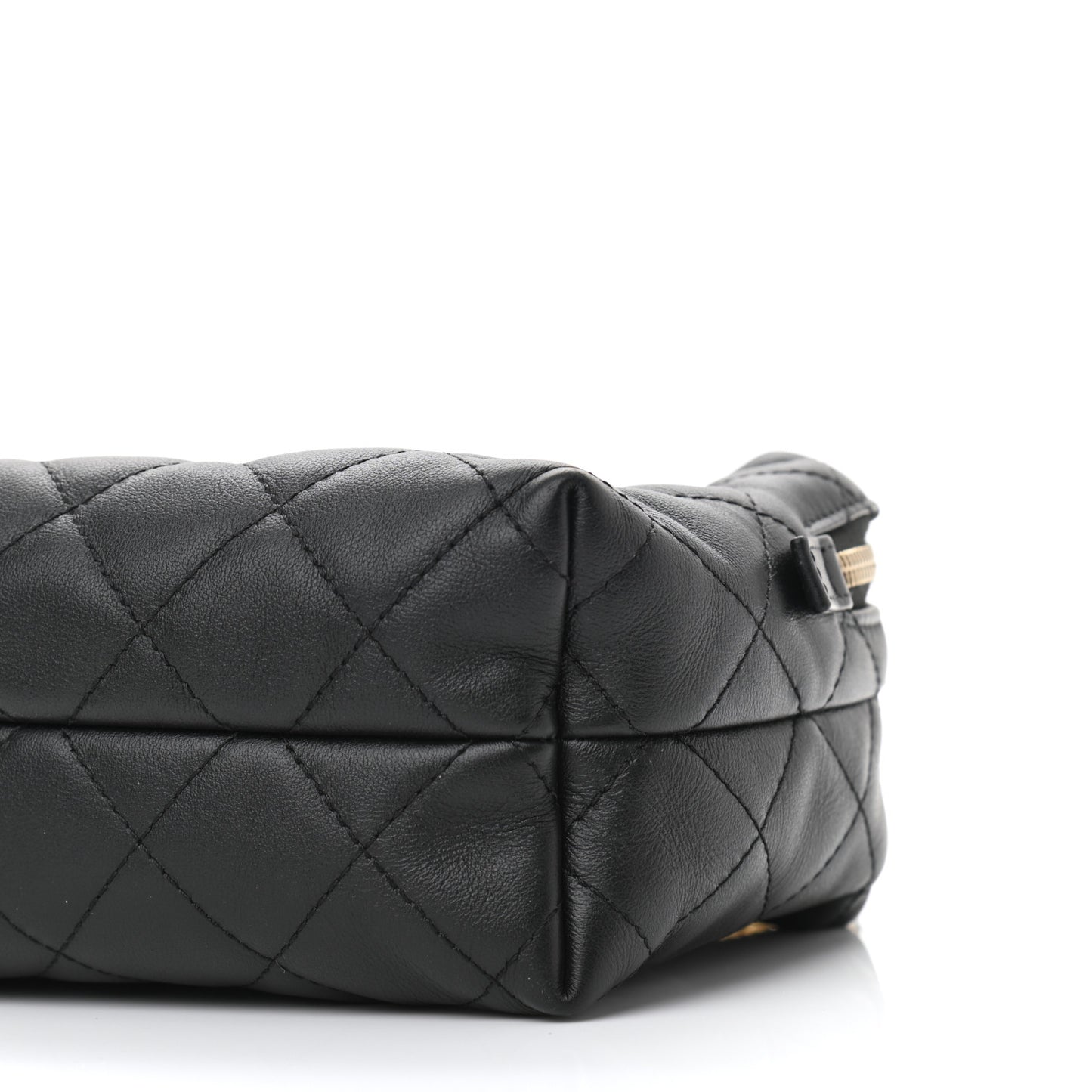 Calfskin Quilted Mini Bowling Bag Black