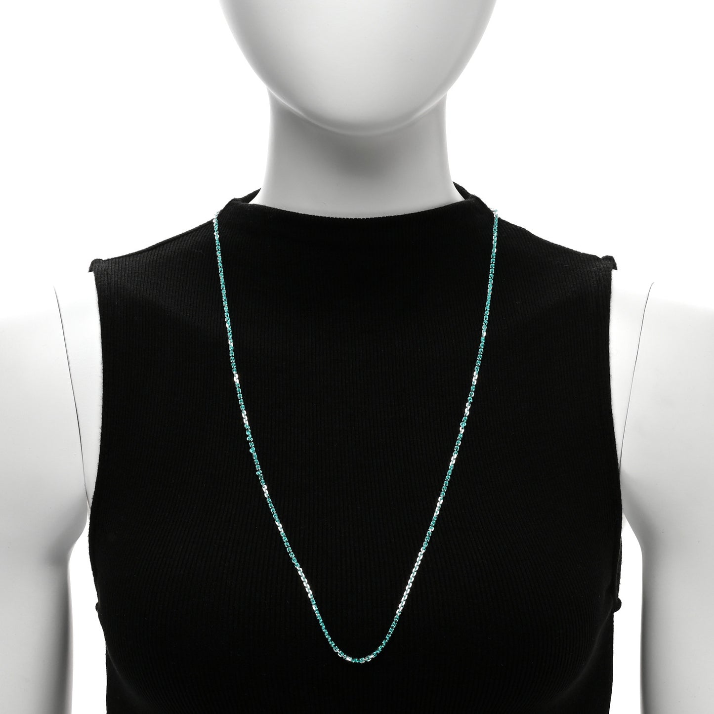 Sterling Silver Enamel 2.5mm Chain Necklace Blue