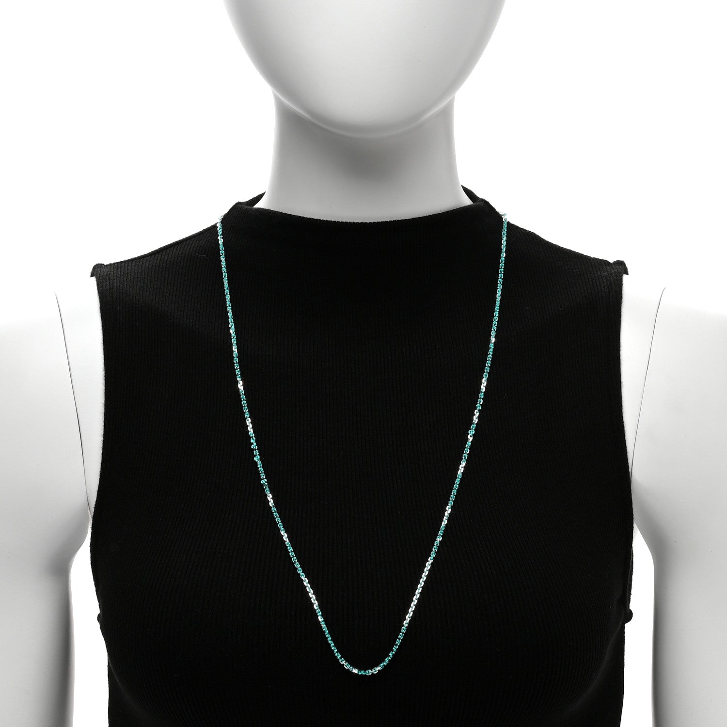 Tiffany Sterling Silver Enamel 2.5mm Chain Necklace Blue 2 of 5