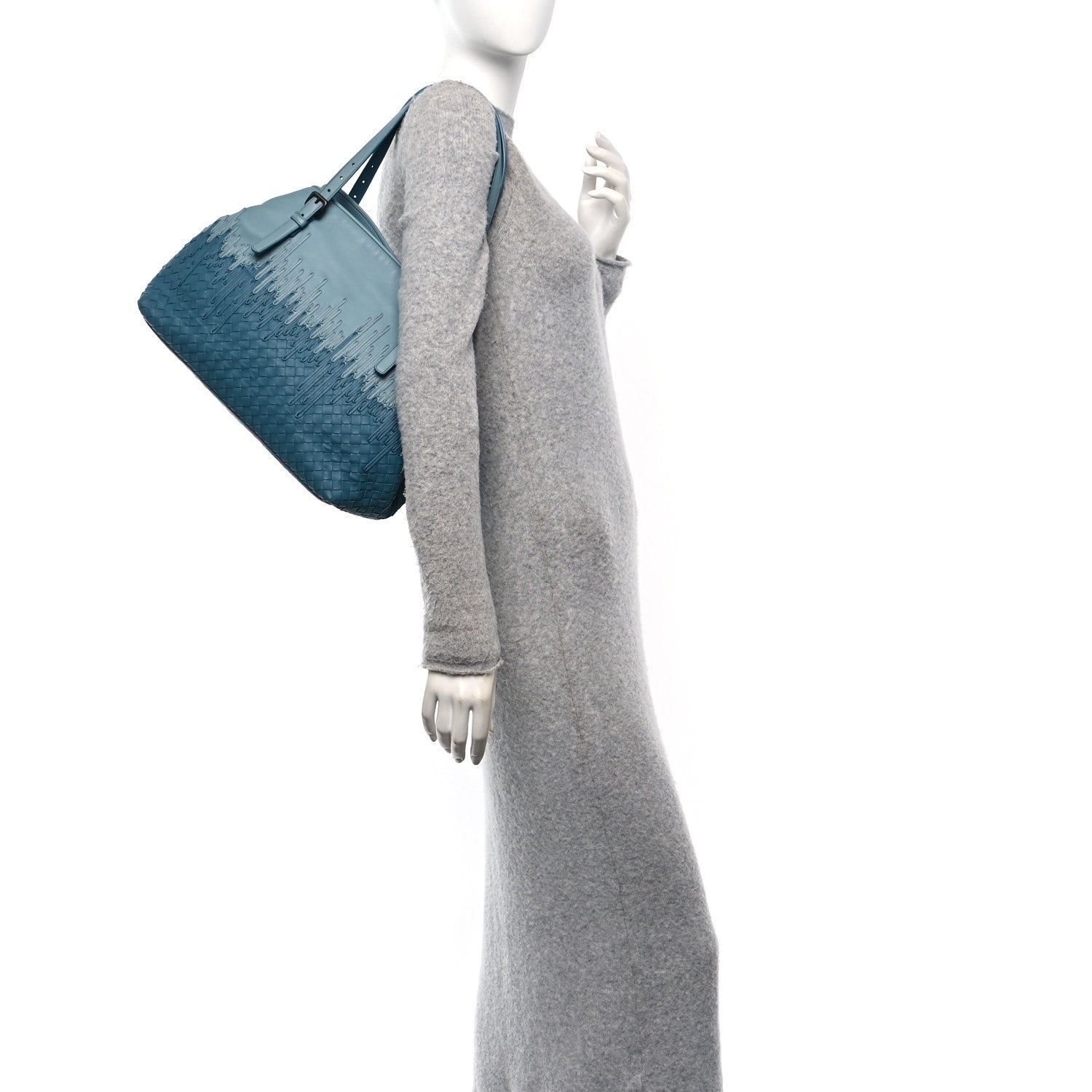 Bottega Veneta Nappa Intrecciato Medium Flow Wave Tote Blue 2 of 9