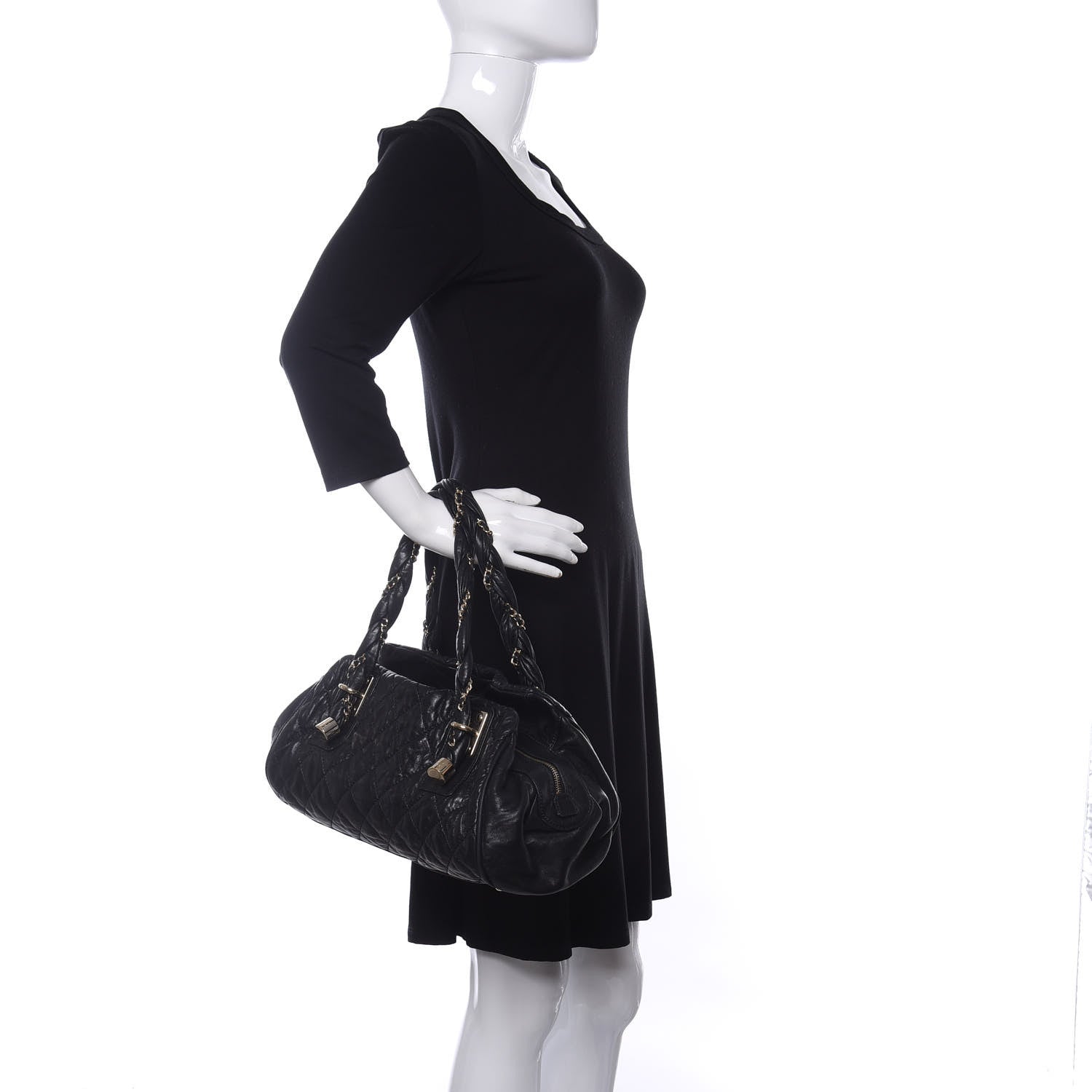 Chanel Distressed Lambskin Lady Braid Bowler Black 2 of 10