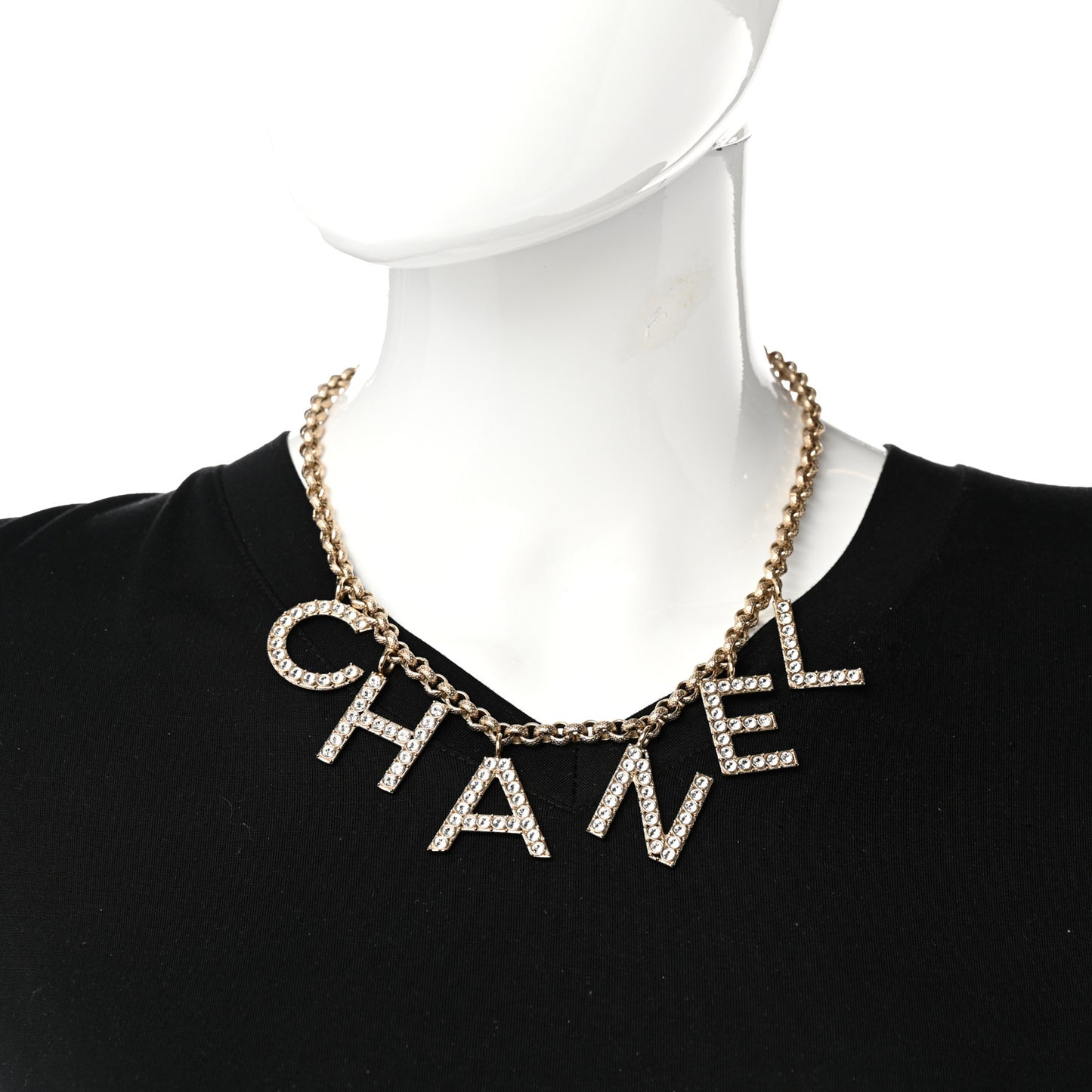 Crystal City of Lights Letter Chain Necklace Gold