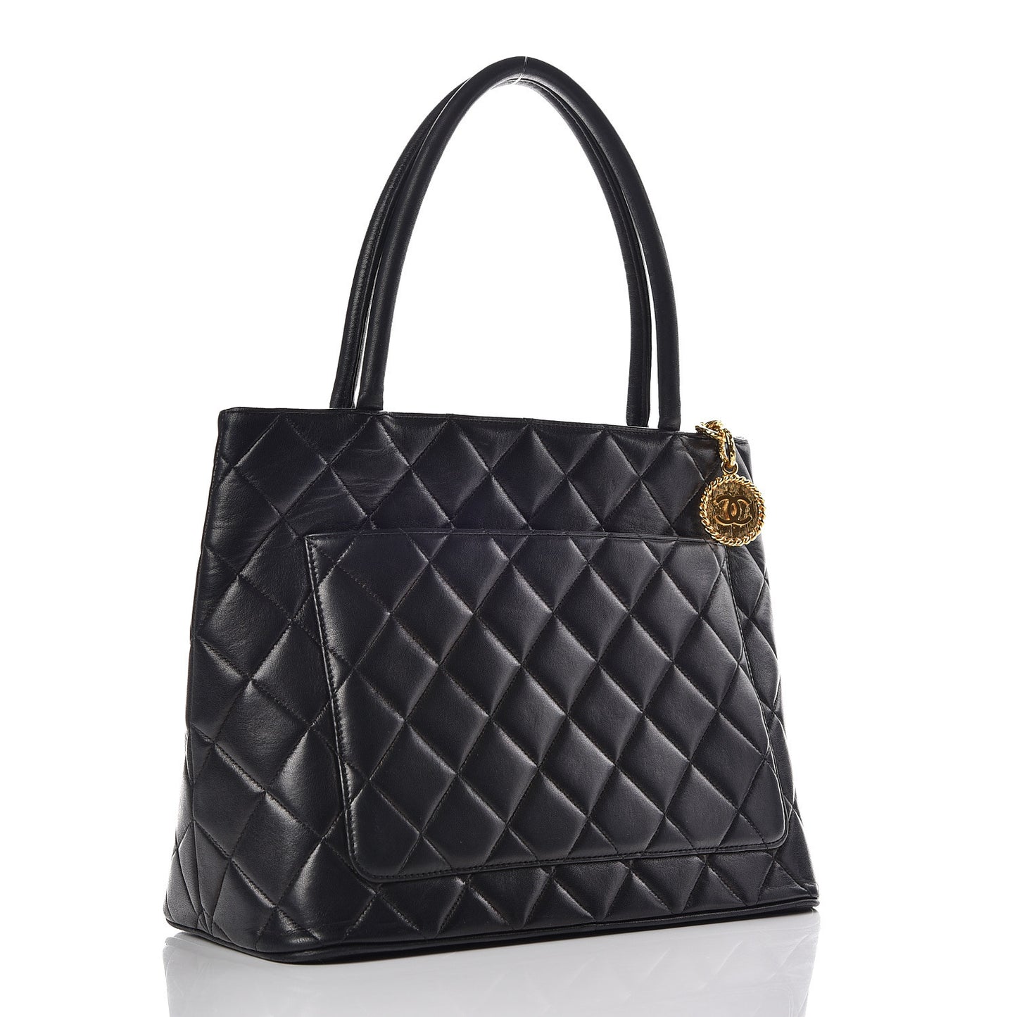 Lambskin Quilted Medallion Tote Black
