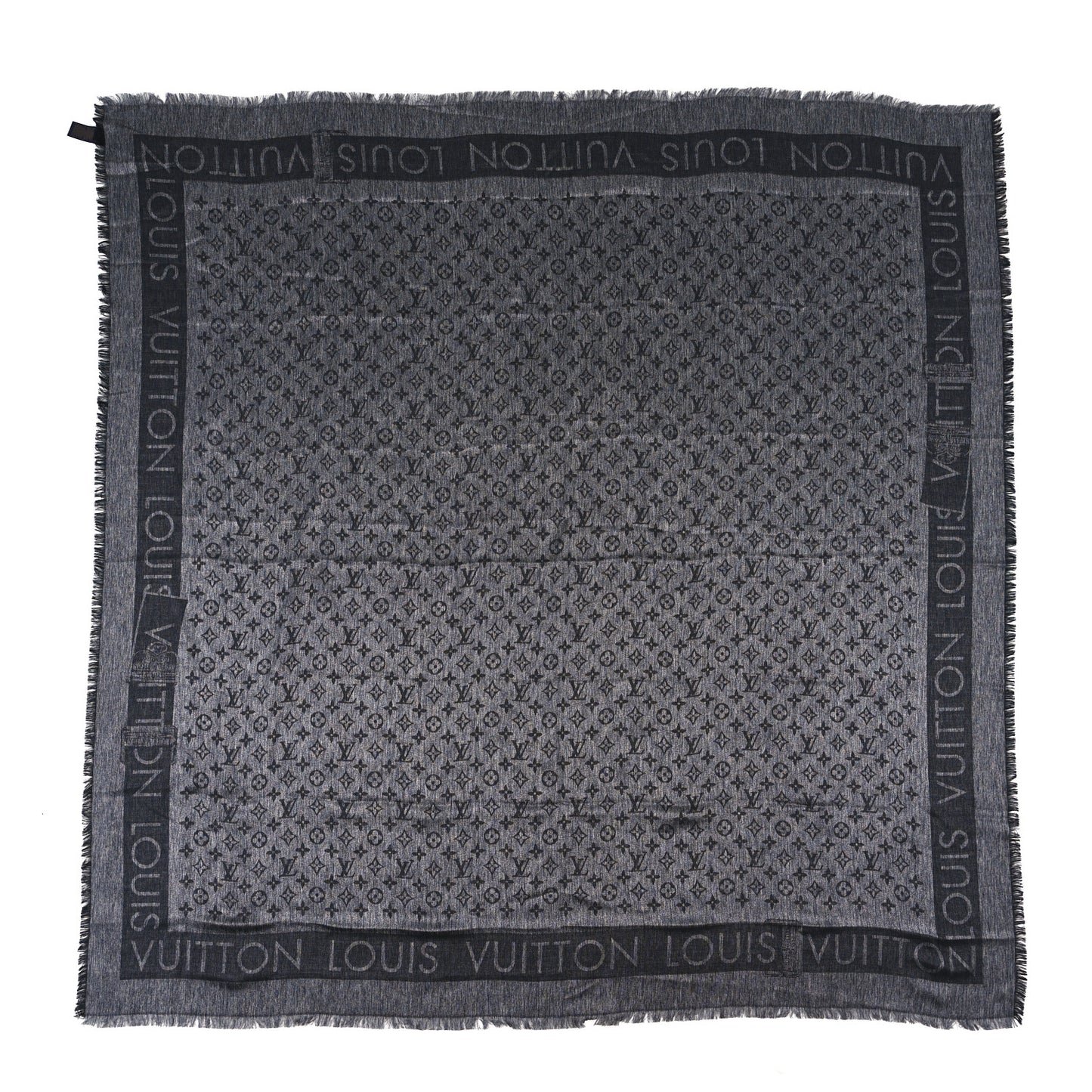 Silk Wool Monogram Lock And Go Denim Shawl Black