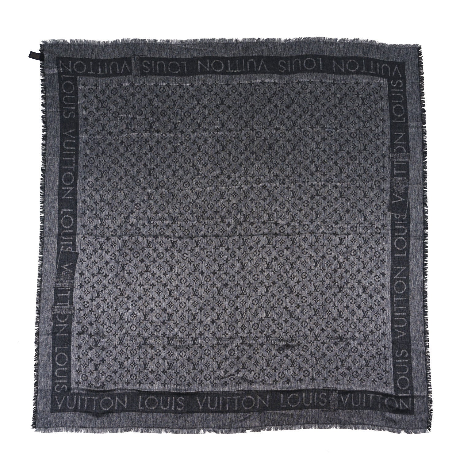 Louis Vuitton Silk Wool Monogram Lock And Go Denim Shawl Black 1 of 3
