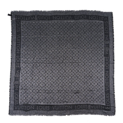 Louis Vuitton Silk Wool Monogram Lock And Go Denim Shawl Black 1 of 3