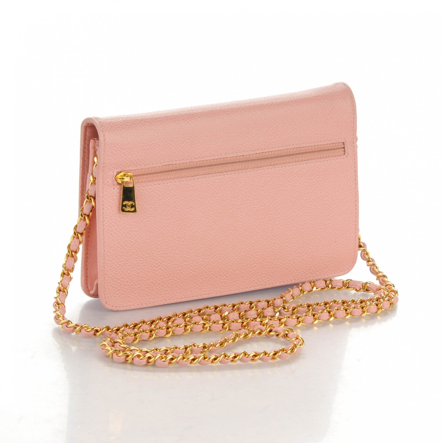 Chanel Caviar Timeless CC Wallet On Chain WOC Pink 3 of 8