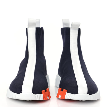 Hermes Technical Canvas Goatskin Fun Sneakers 39 Marine White 2 of 8