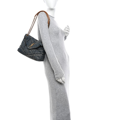 Saint Laurent Denim Quilted Small Loulou Puffer Monogram Chain Satchel Blue Cinnamon 2 of 12