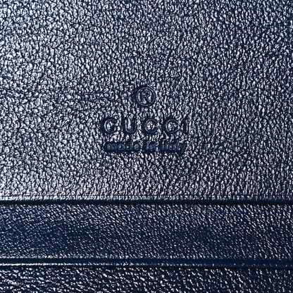 Gucci Vintage Effect Calfskin Matelasse Diagonal Torchon GG Marmont Card Case Wallet Blue Agata Mystic White 6 of 8
