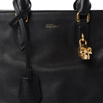 Alexander McQueen Pebbled Calfskin Small Skull Padlock Zip Around Tote Black 10 of 10