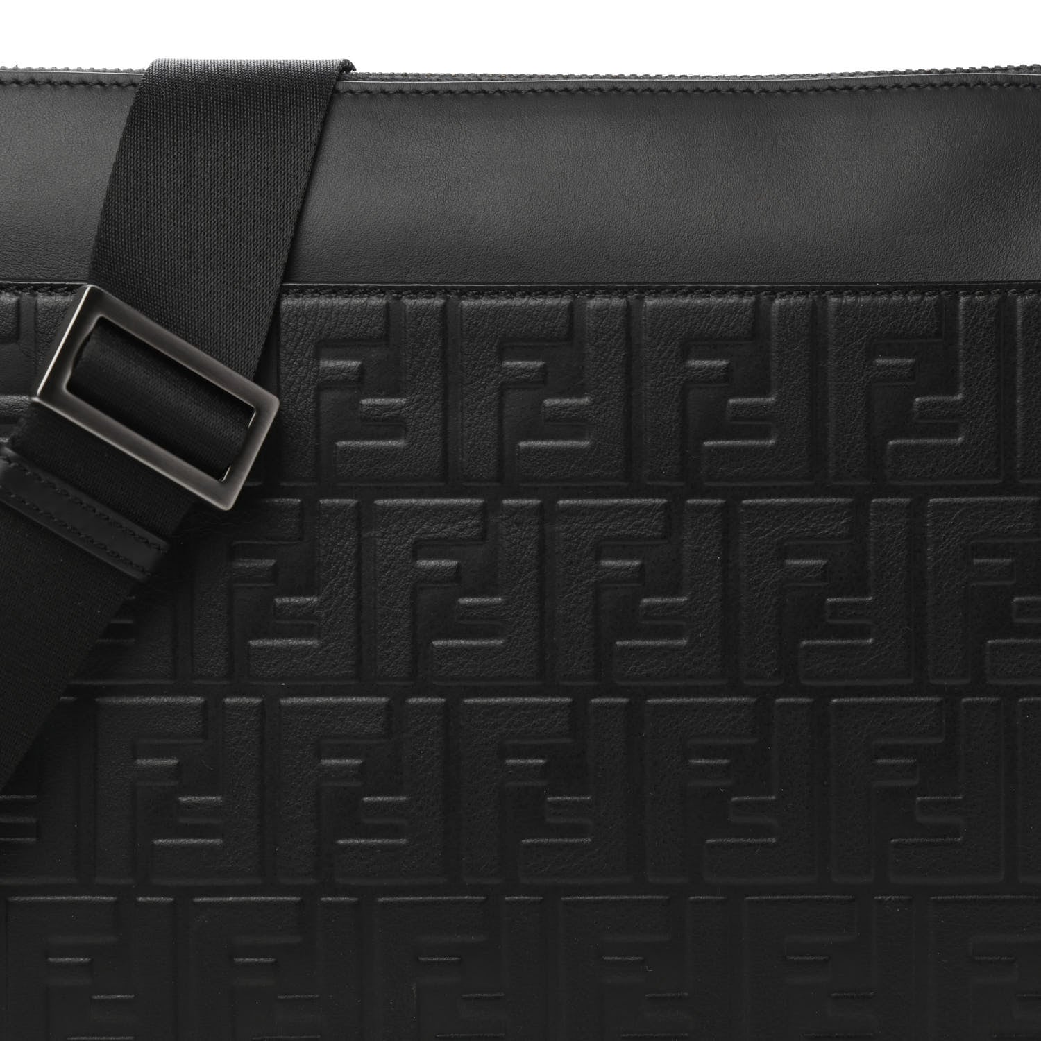 Fendi Vitello Century Grace FF Embossed Messenger Black 10 of 10