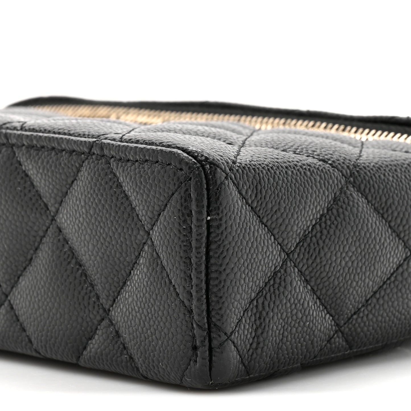 Caviar Quilted Top Handle Slim Vanity With Chain Black