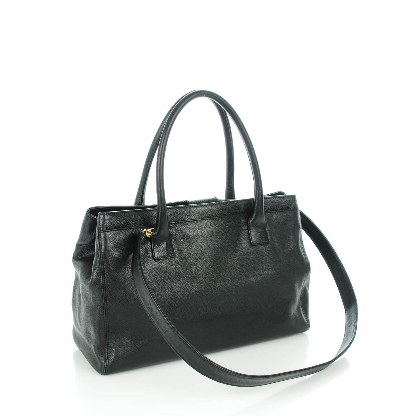 Calfskin Cerf Executive Shopper Tote Black
