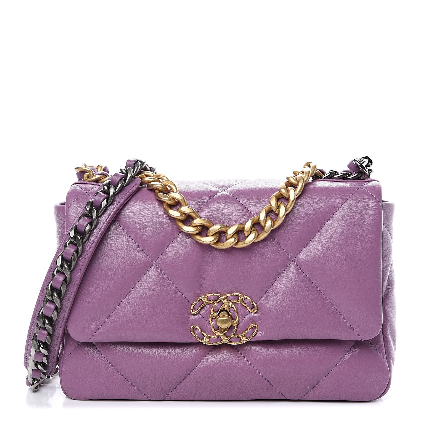 Goatskin Quilted Medium 19 Flap Violet Purple
