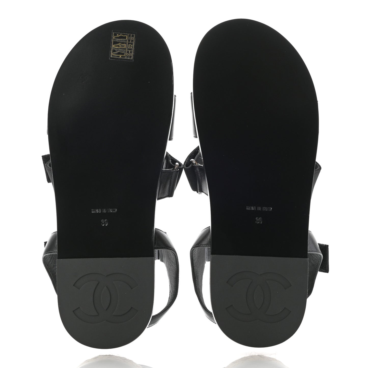 Stretch Fabric Lambskin CC Flat Sandals 39 Black
