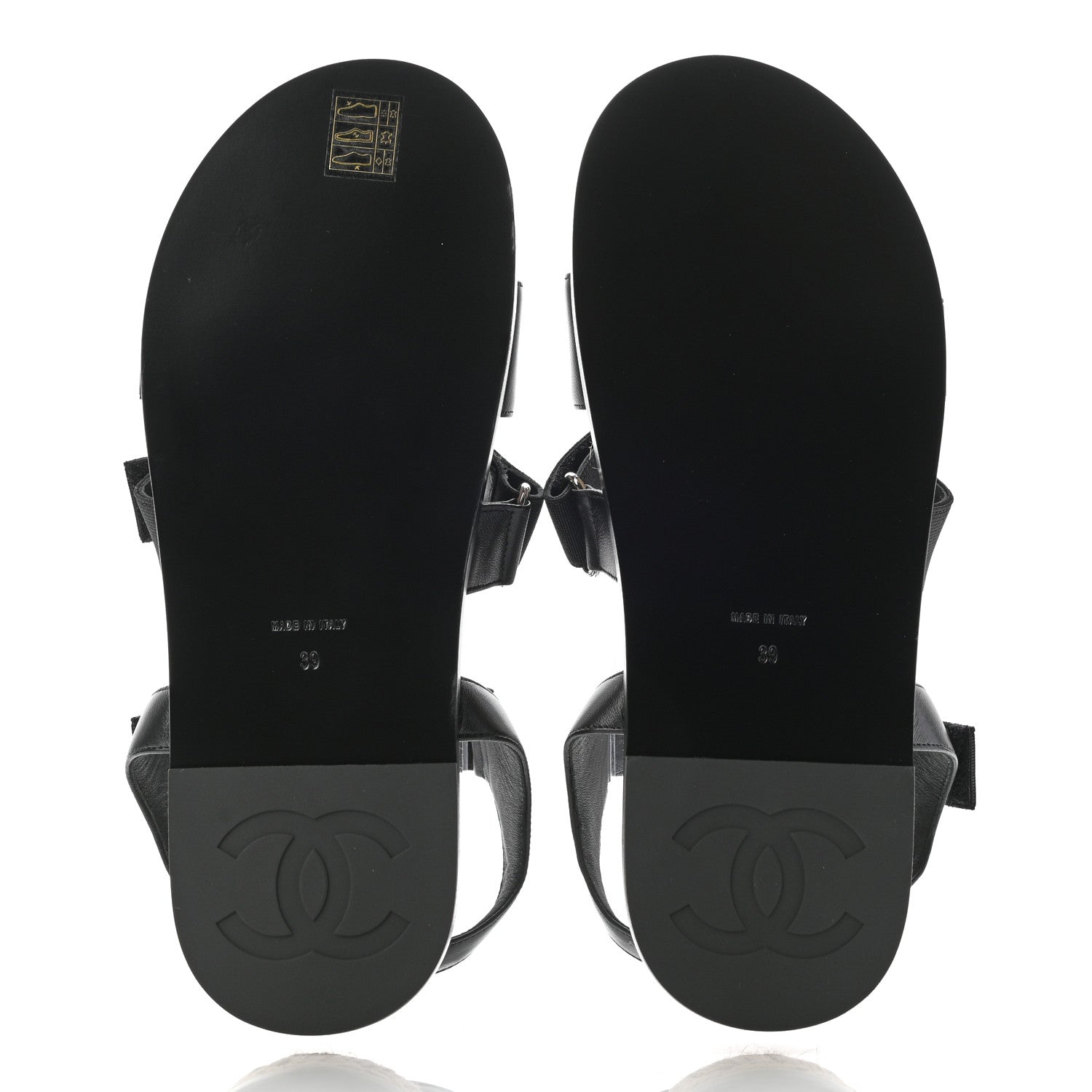 Chanel Stretch Fabric Lambskin CC Flat Sandals 39 Black 5 of 7