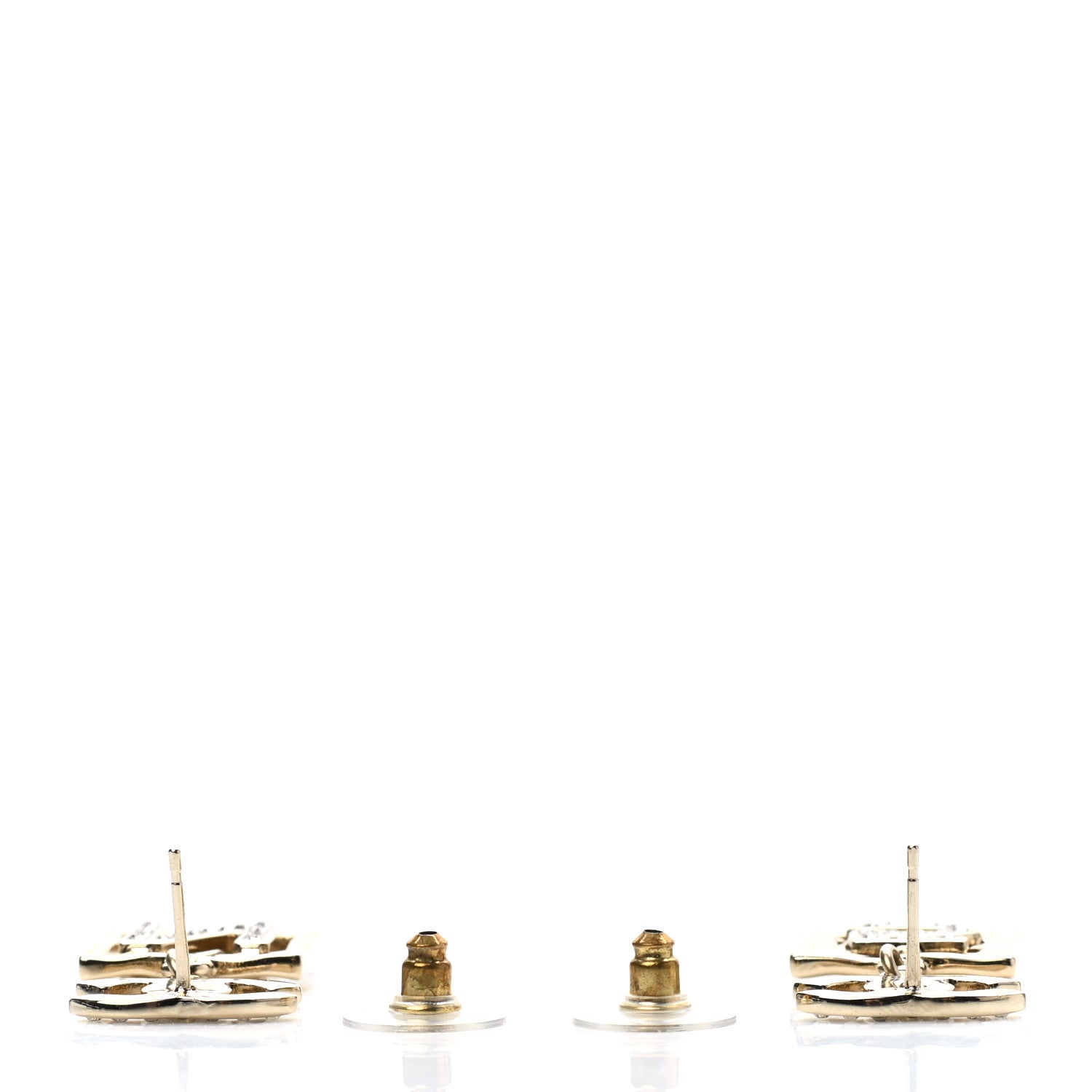 Chanel Crystal CC No 5 Drop Earrings Gold 3 of 4