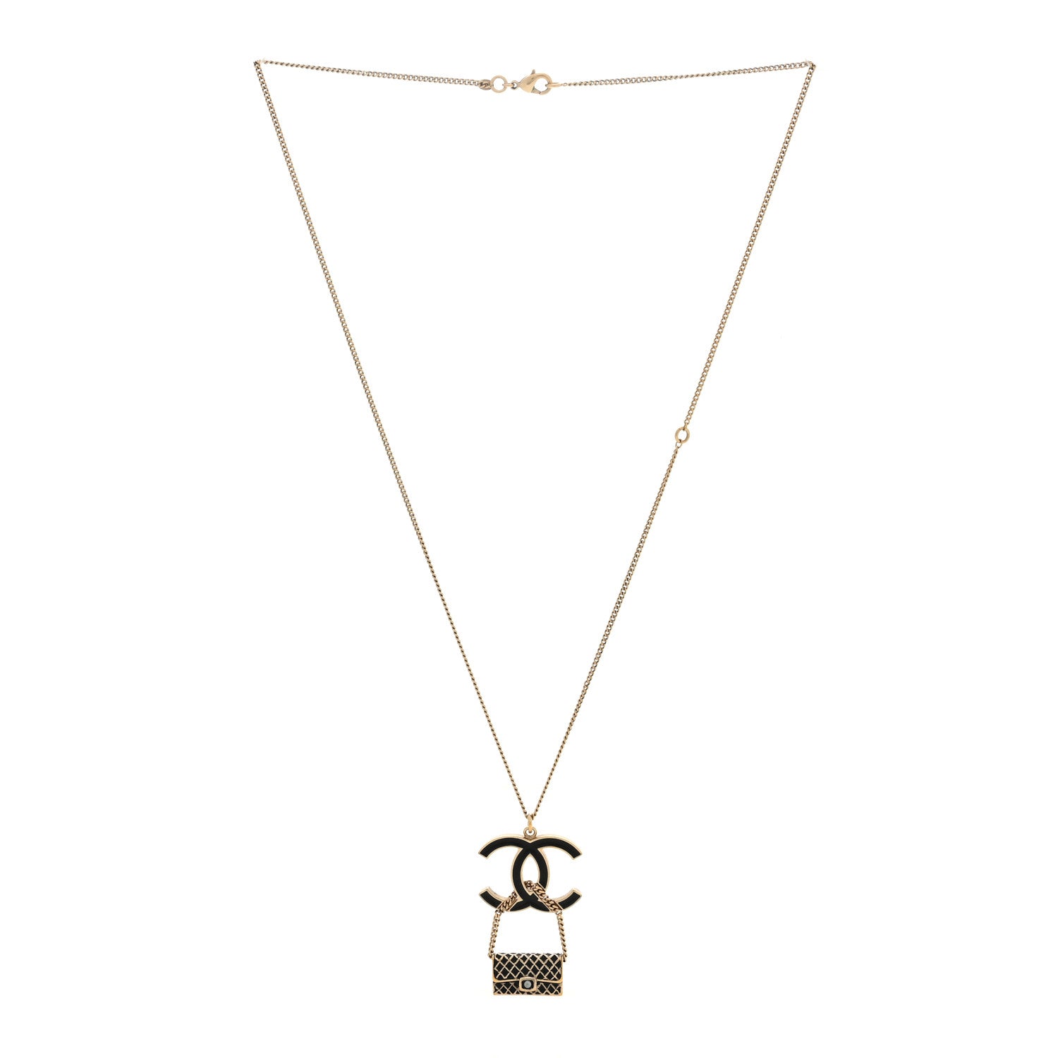 Chanel Enamel Pearl CC Flap Pedant Necklace Black 3 of 5