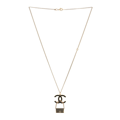 Chanel Enamel Pearl CC Flap Pedant Necklace Black 3 of 5