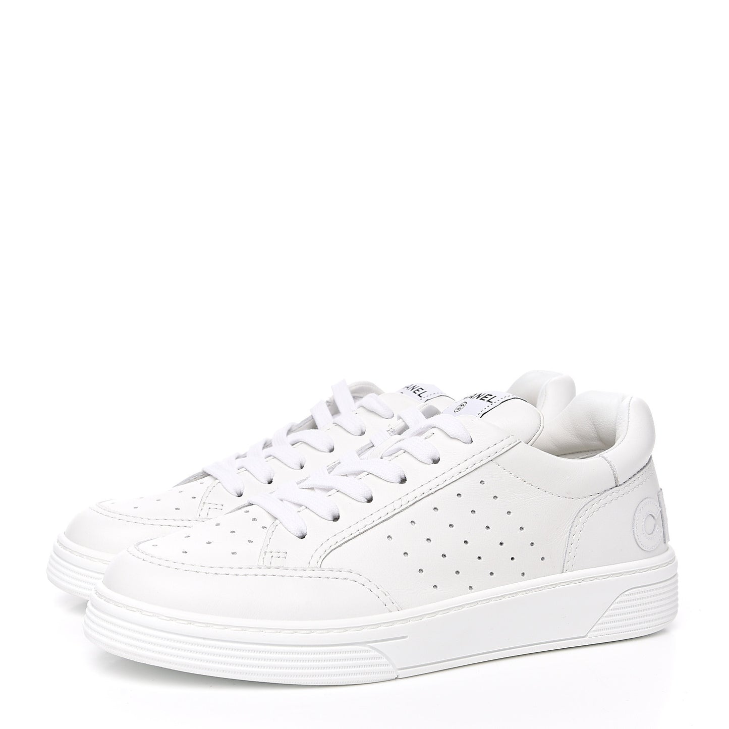 Calfskin Womens Logo Sneakers 40.5 White
