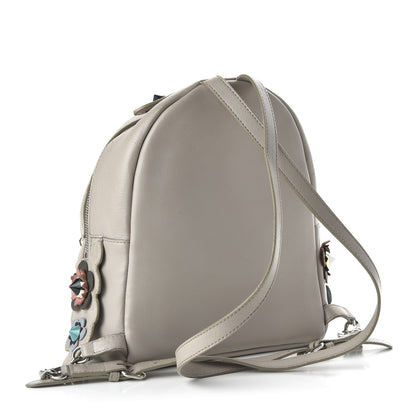 Fendi Vitello Dolce Flowerland Studded Mini Backpack Grigio Polvere Multicolor 2 of 13