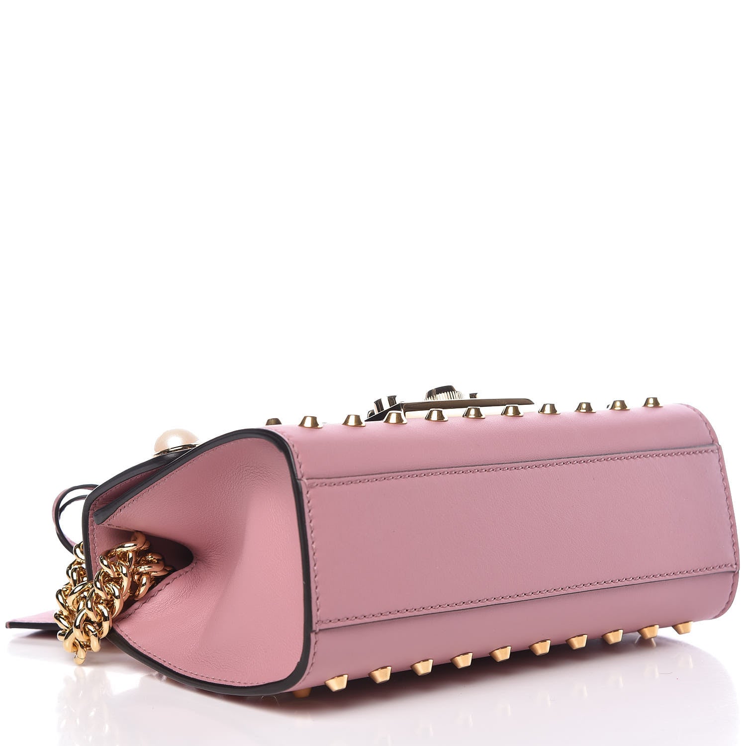 Gucci Calfskin Studded Small Padlock Shoulder Bag Carmine Rose 4 of 9