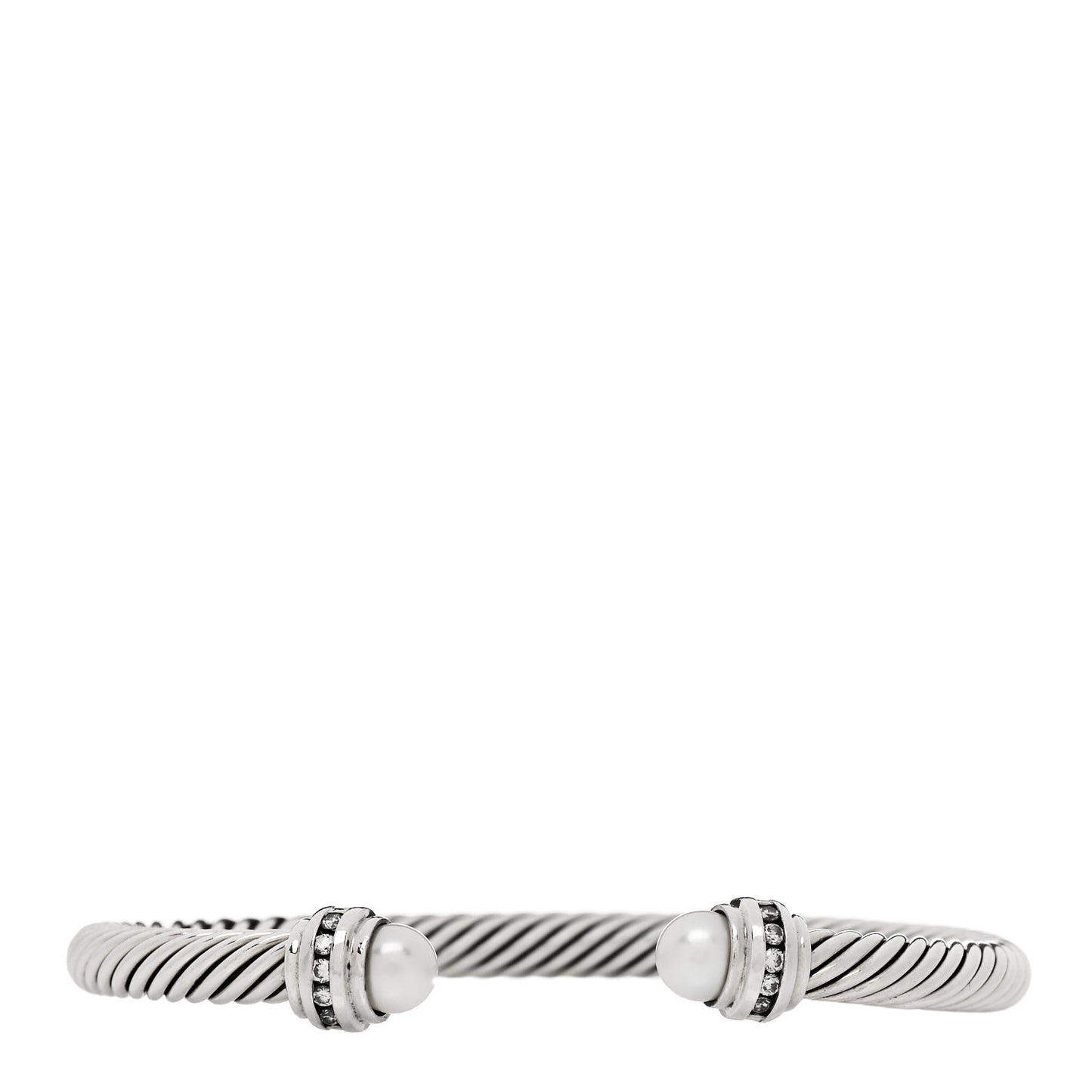 Sterling Silver Diamond Pearl 5mm Cable Classics Princess Bracelet