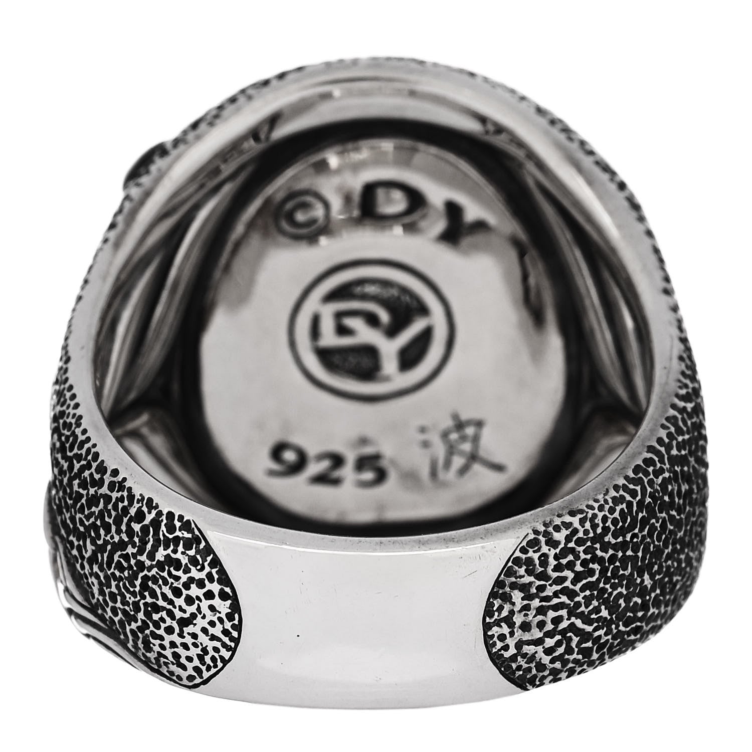 David Yurman Sterling Silver Black Diamond Waves Skull Ring 62 10 4 of 6