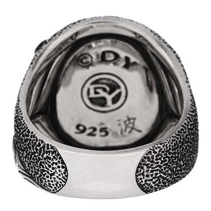 David Yurman Sterling Silver Black Diamond Waves Skull Ring 62 10 4 of 6