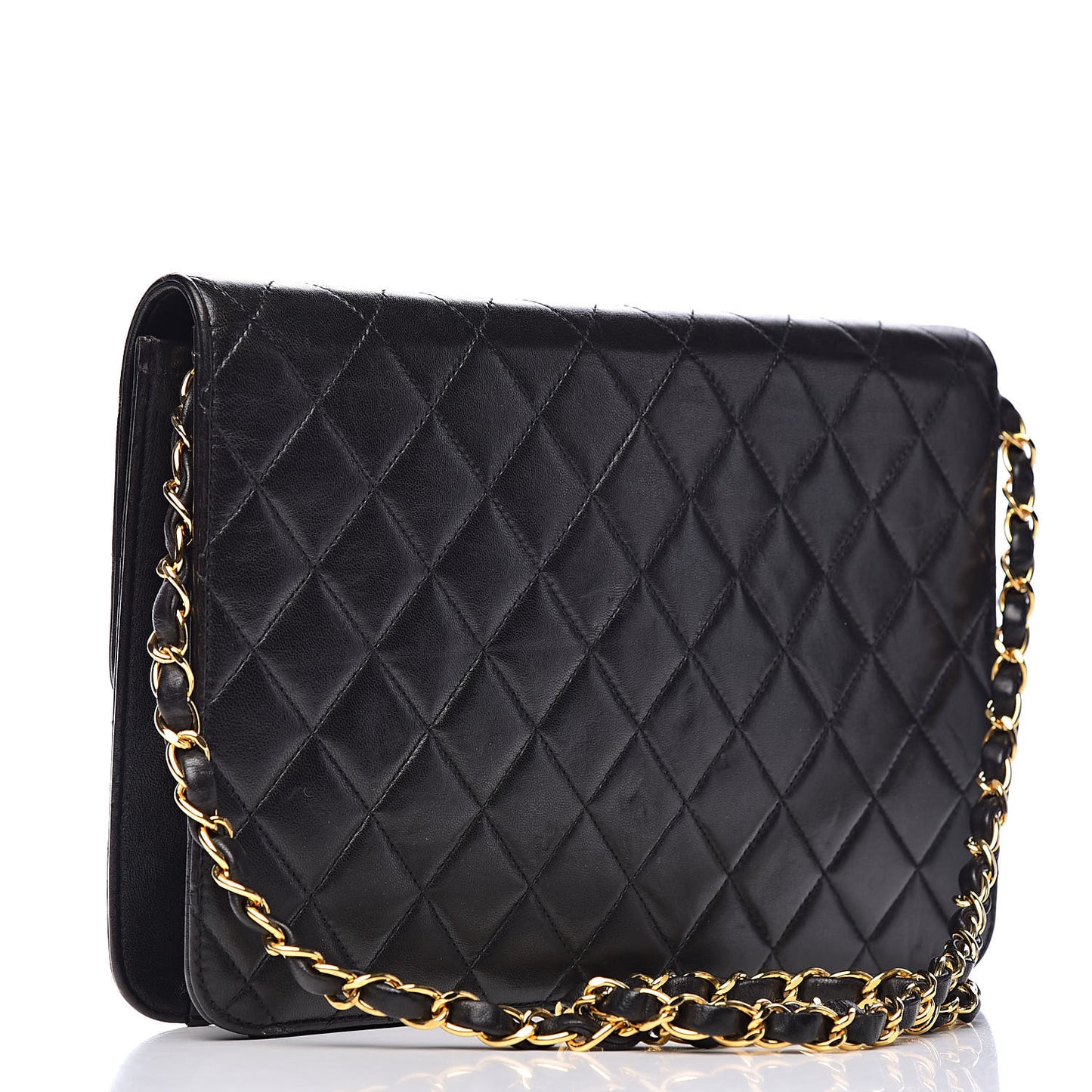 Lambskin Quilted Medium Single Flap Black