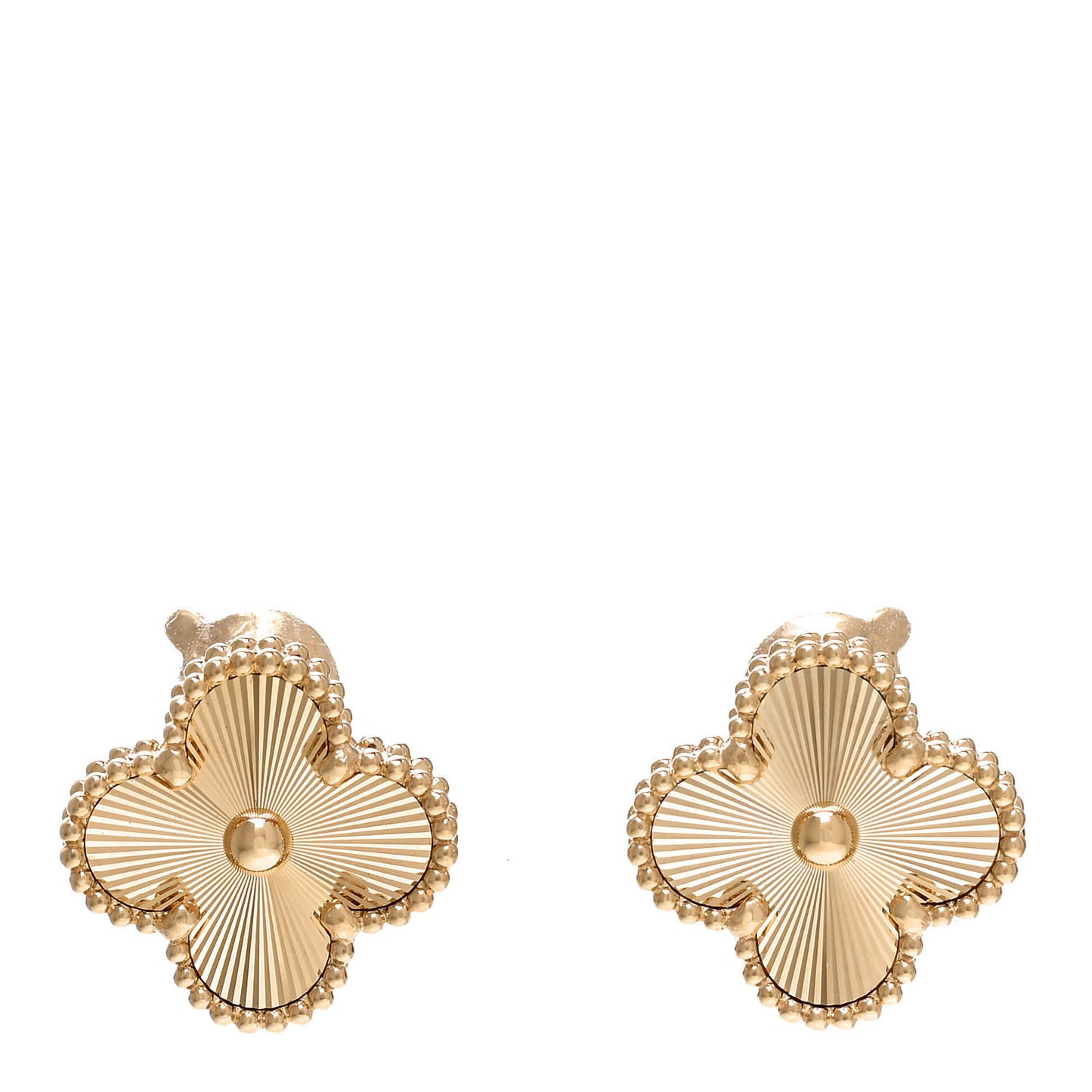 18K Yellow Gold Guilloche Vintage Alhambra Earrings