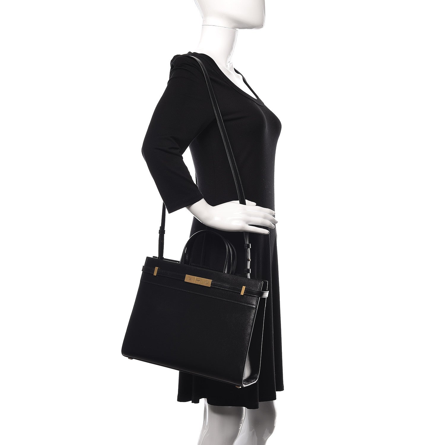 Saint Laurent Calfskin Small Manhattan Shopper Tote Black 2 of 11