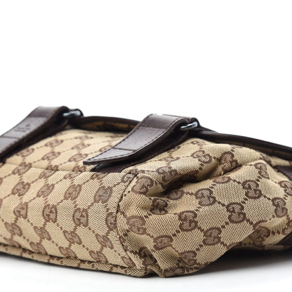 Gucci Monogram Small Double Buckle Flap Messenger Bag Beige Dark Brown 7 of 13