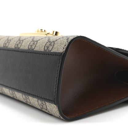 Gucci GG Supreme Monogram Calfskin Small Padlock Shoulder Bag Beige Black Cuir 10 of 10