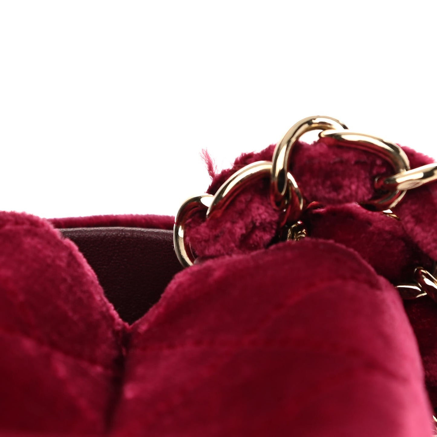 Velvet Quilted Mini Square Flap Burgundy