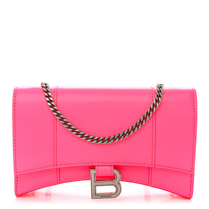 Balenciaga Shiny Box Calfskin XS Hourglass Wallet On Chain Fluo Pink 1 of 9