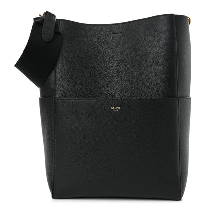Celine Soft Grained Calfskin Sangle Bucket Bag Black 1 of 10
