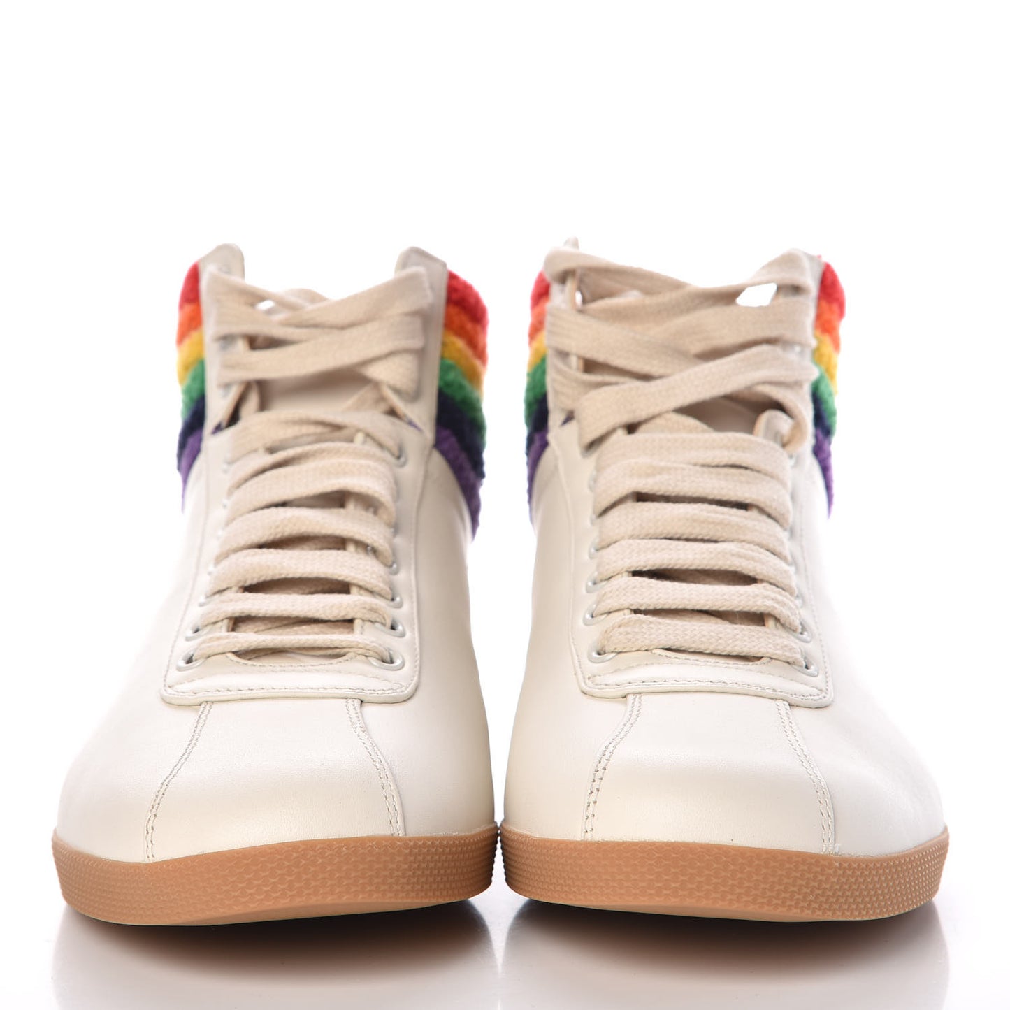 Calfskin Mens Bambi Rainbow High Top Sneakers 8.5 Mystic White