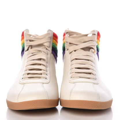 Gucci Calfskin Mens Bambi Rainbow High Top Sneakers 8.5 Mystic White 2 of 10