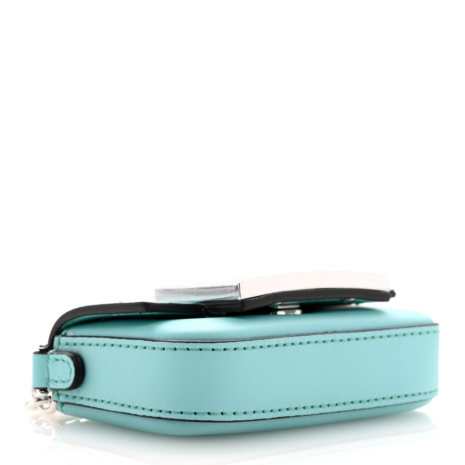 Fendi X TIFFANY Vitello Seta Sterling Silver Nano Maxi Buckle Baguette Tiffany Blue Silver 4 of 11