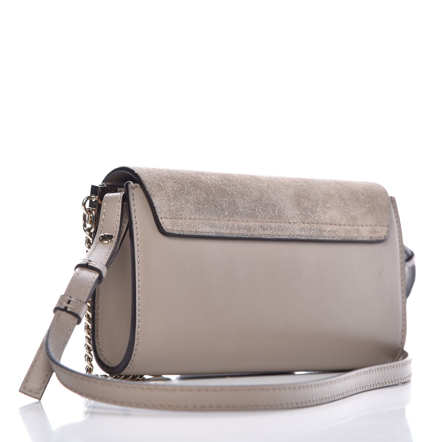 Suede Calfskin Mini Faye Shoulder Bag Motty Grey