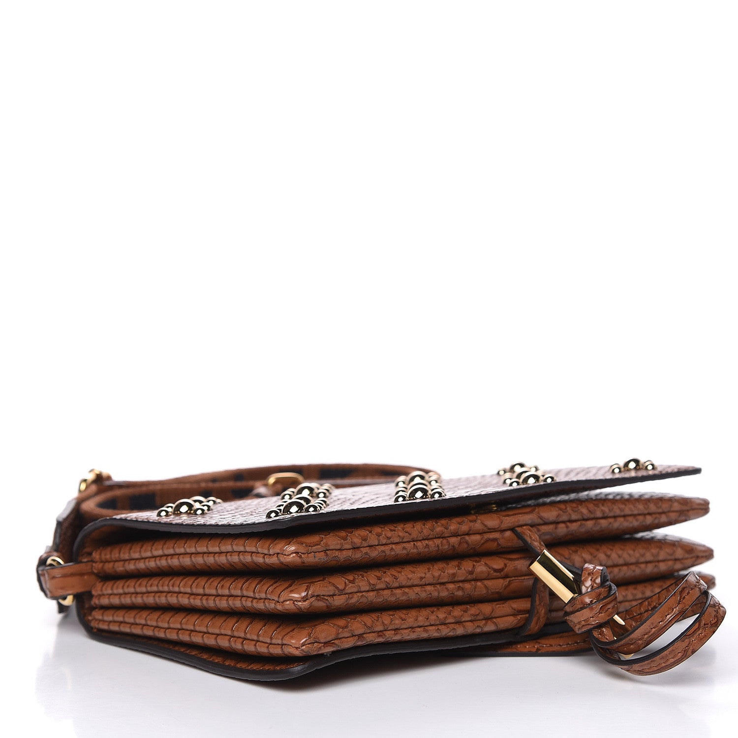 Stella McCartney Alter Snake Embossed Studded Small Flo Shoulder Bag Cinnamon 4 of 8