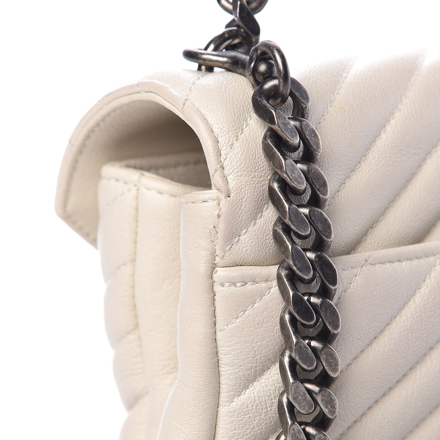 Saint Laurent Sheepskin Matelasse Chevron Monogram Medium College Bag Dove White 11 of 17