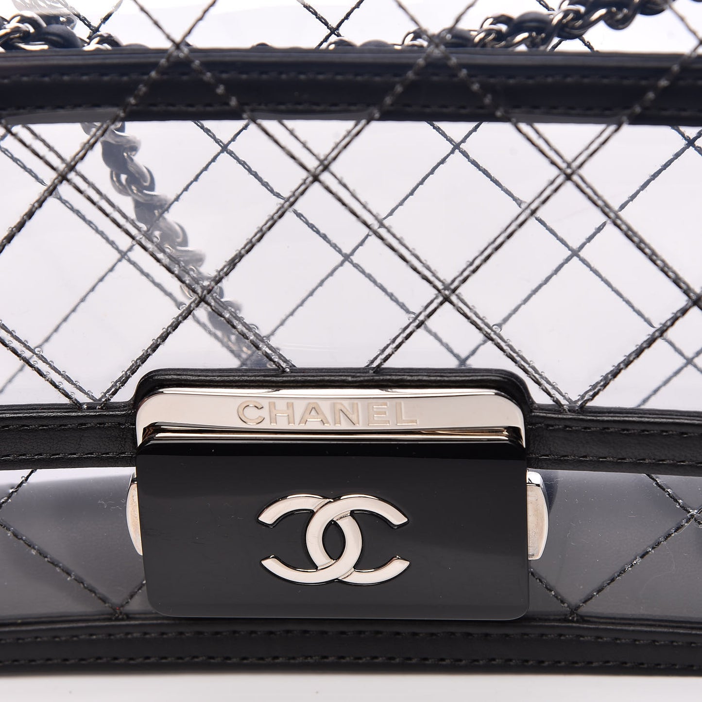 PVC Lambskin Quilted Mini Beauty Lock Flap Black