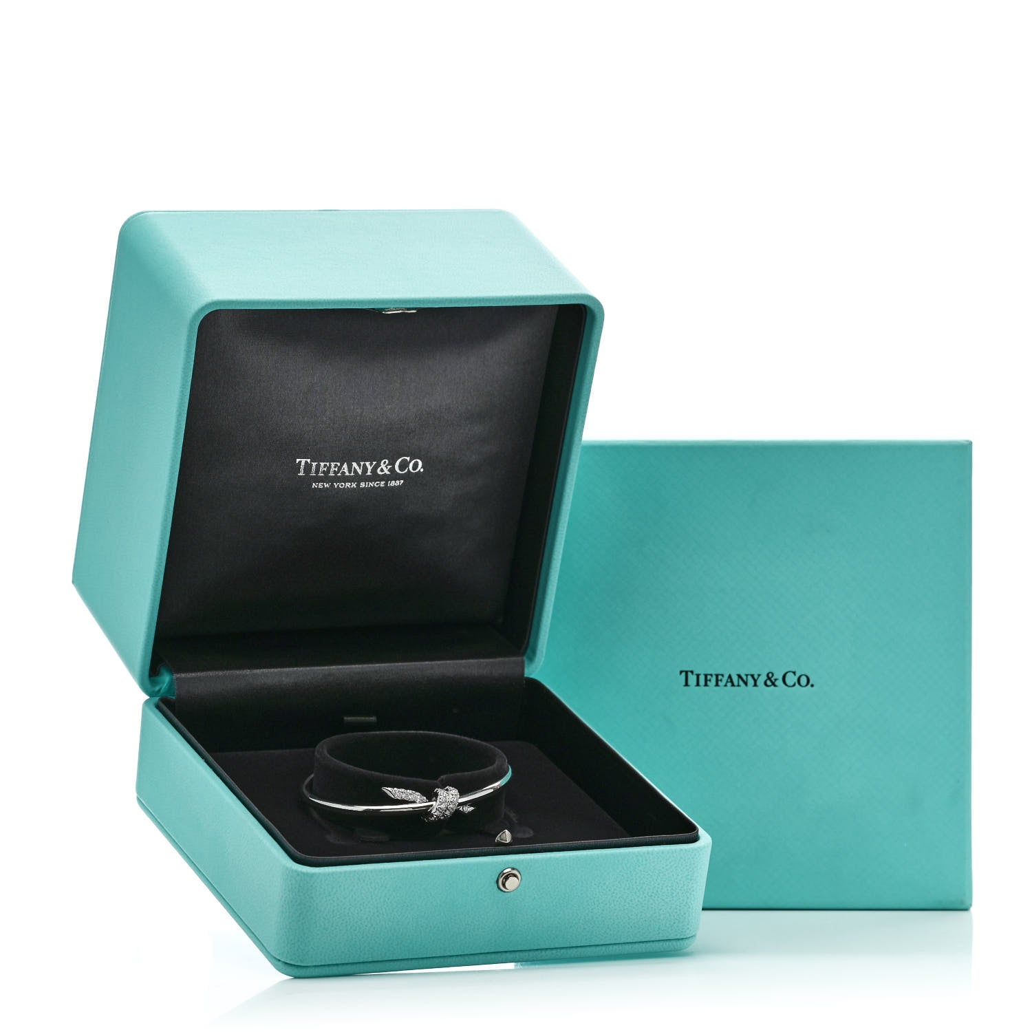 Tiffany 18K White Gold Diamond Knot Wire Bangle Bracelet 4 of 4
