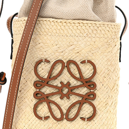 Loewe Calfskin Raffia Paulas Ibiza Square Bucket Bag Natural Tan 8 of 11