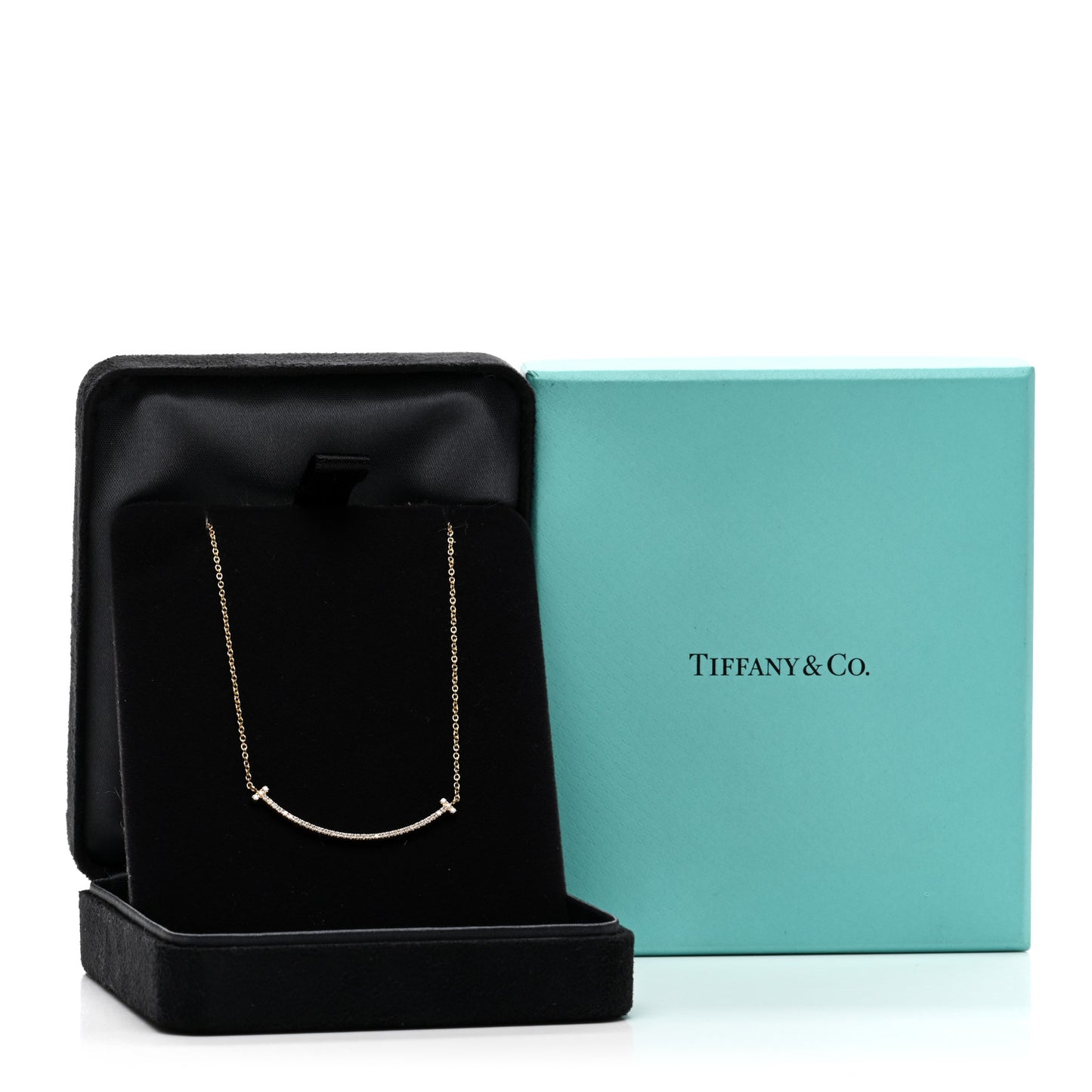 18K Yellow Gold Diamond Small T Smile Pendant Necklace