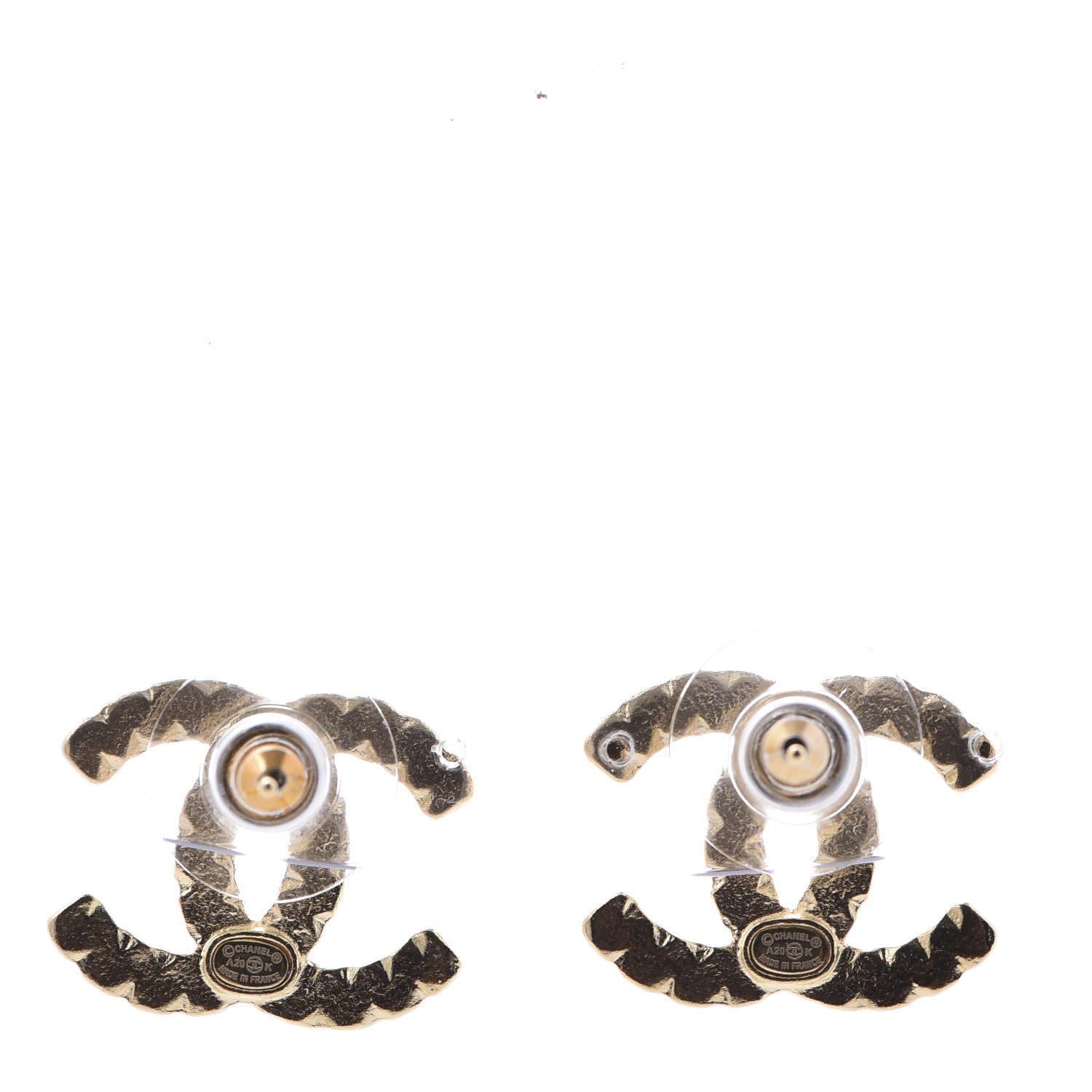 Chanel Crystal CC Stud Earrings Gold Multicolor 3 of 5