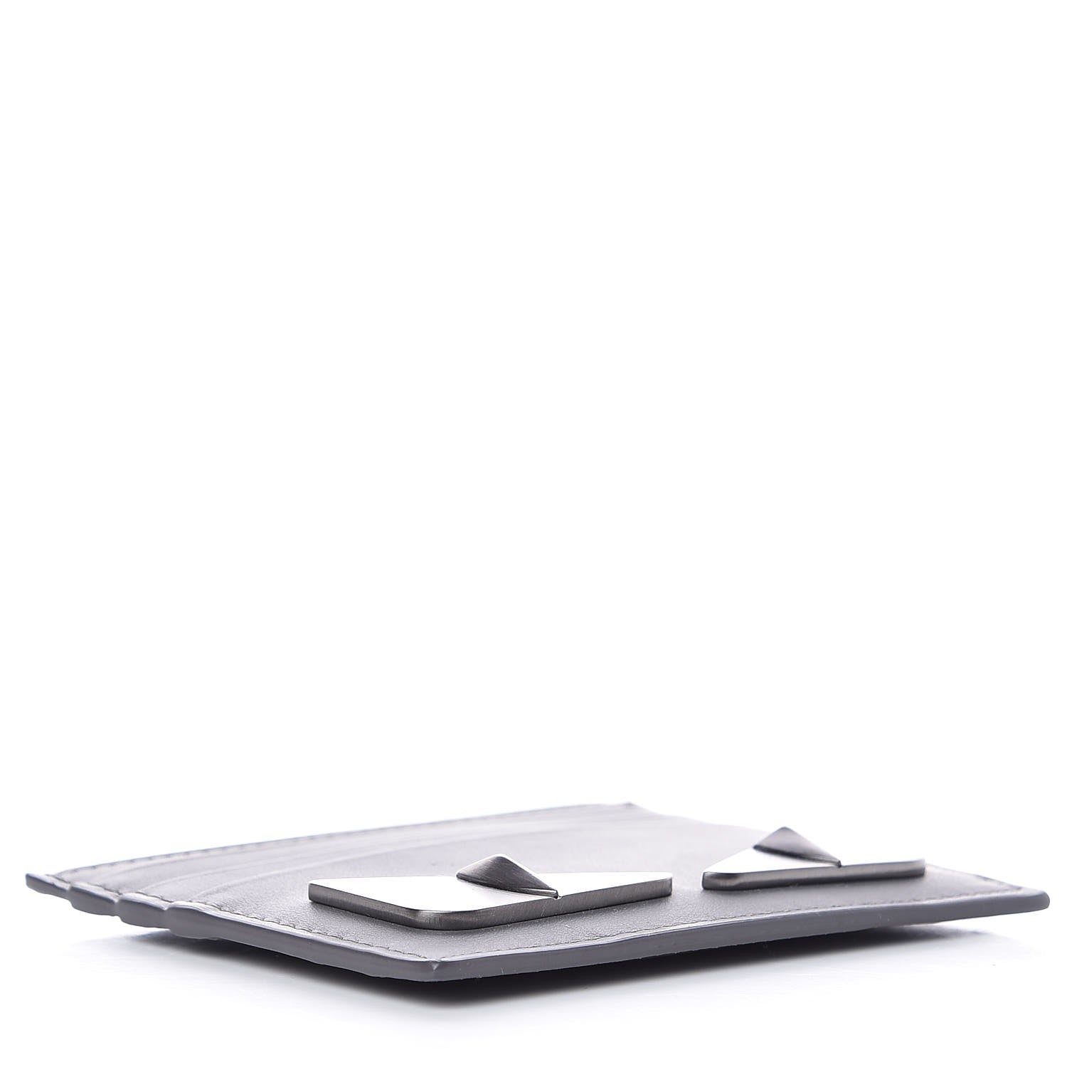 Fendi Vitello Century Metal Monster Eyes Card Holder Grey 4 of 9